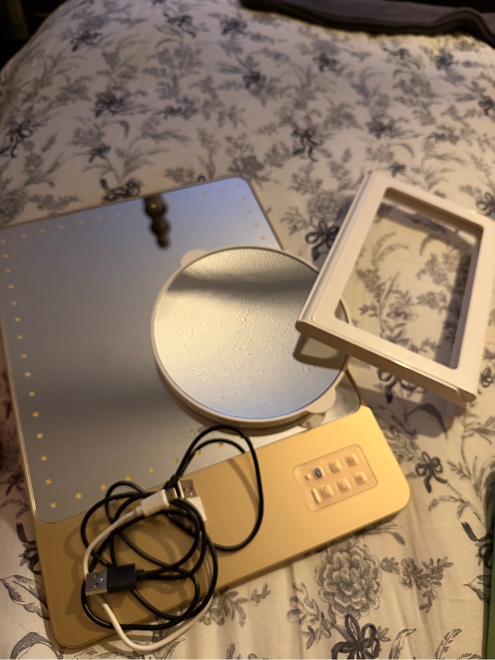 Riki Skinny Gold Lighted Vanity Mirror with Touch Controls - with kickstand